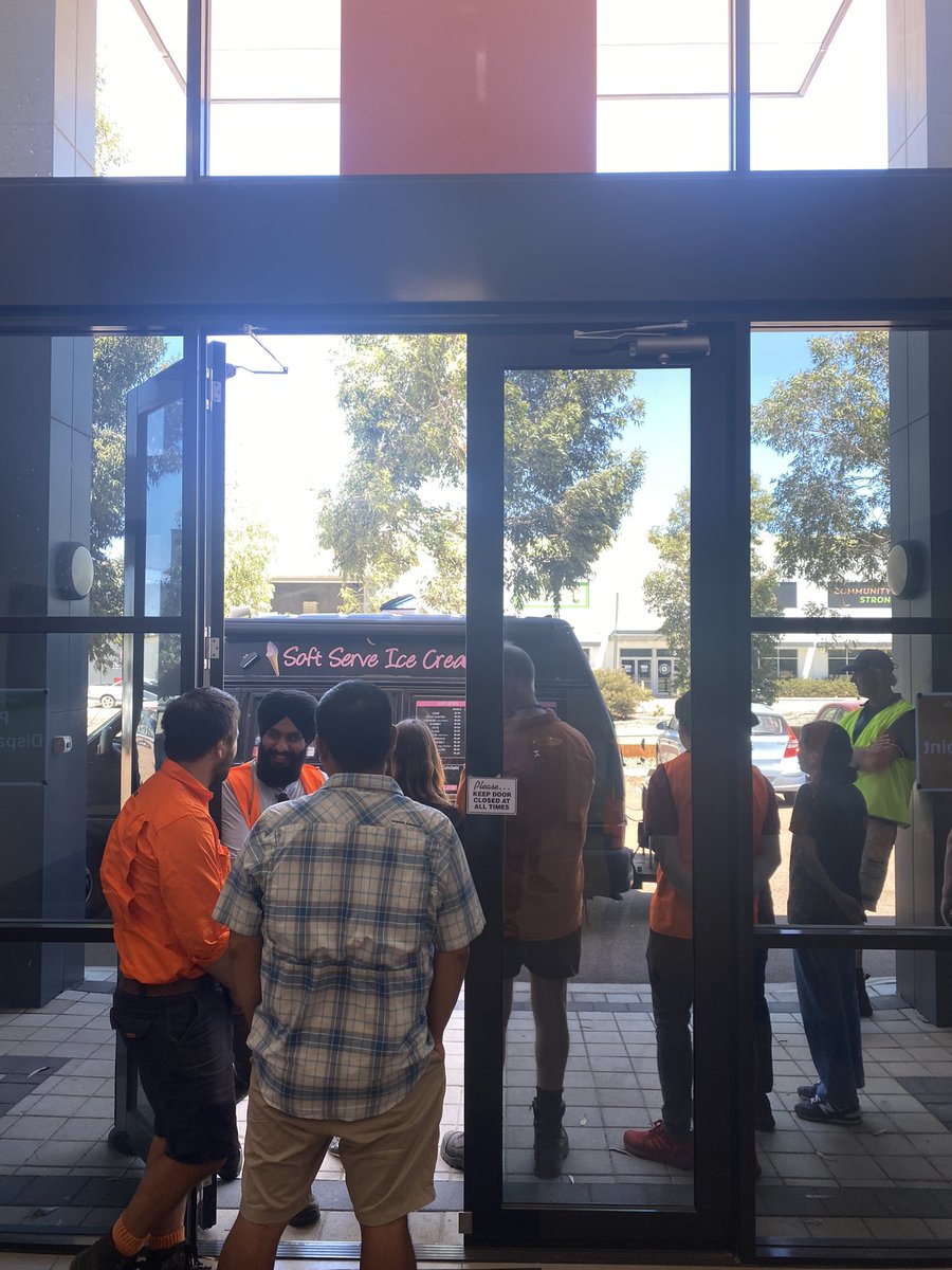 agchatrach's tweet photo. All of a sudden the whole Perth @InterGrain1 team appears when @TressWalmsley runs down the corridor: “I’m buying ice cream for everyone!” 🍦 https://t.co/1KegPaSLDy
