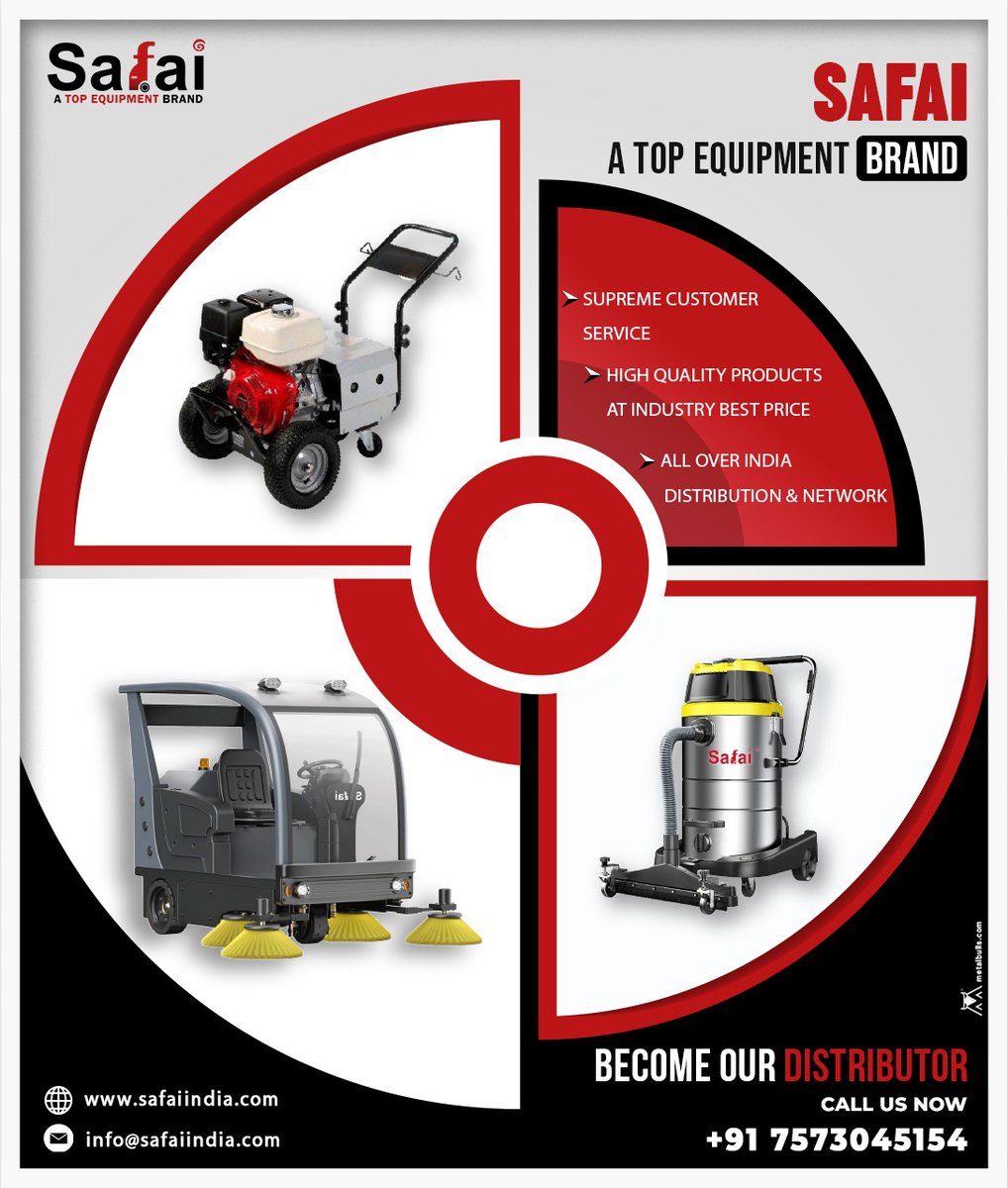 SafaiIndia's tweet photo. SAFAI 
Visit Us:- https://t.co/h924ca3GoP
Contact us on :- 7573045154 
#safai #topequipment #cleaningmachines #vaccumcleaners
#sweepers #scrubber #scrbberdryer #highpressure 
#specializedmachines #cleaning #chemicals #carpet #upholsterclenaingmachines #specializedmachines https://t.co/mPFEAU8uWN