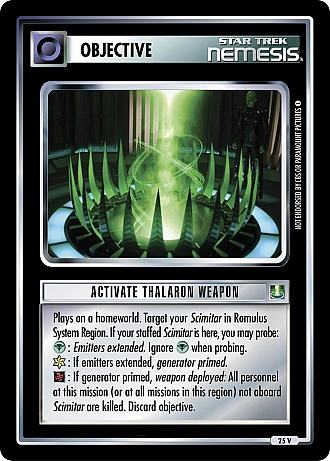 startrekccghq's tweet photo. Two more cards added to today's #Nemesis set for #StarTrekCCG 
7/56 Personal Demons
22/56 Activate Thalaron Weapon

That new objective hmmmm. Feels like a trap. 

#StarTrek #StarTrekCCG #StarTrekNemesis #stccg https://t.co/MuXDidTHjs