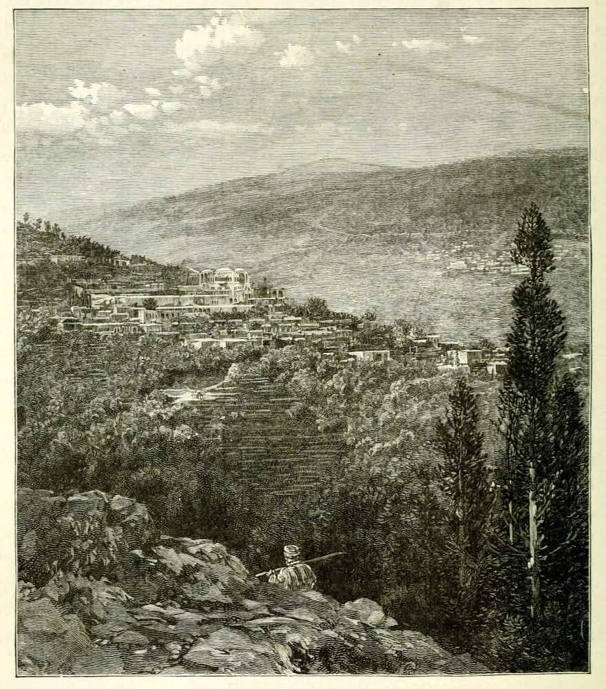 رسم نادر, قصر المختارة, 1885.
Rare drawing, Mukhtara Palace, 1885.
Source: Husam Njm