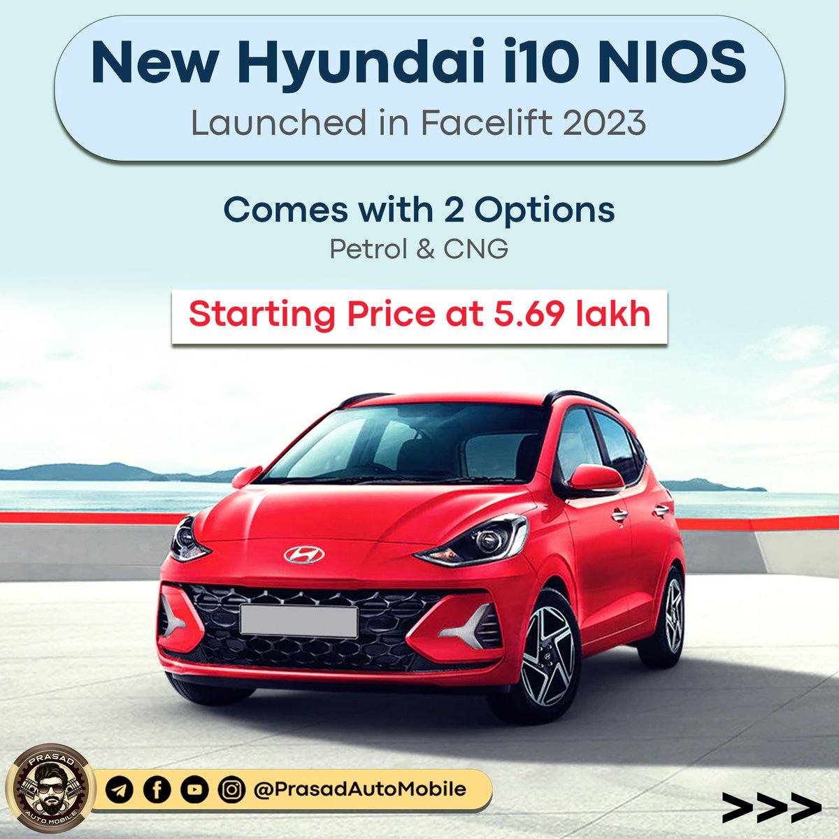 iamprasadauto's tweet photo. New Hyundai Grand i10 NIOS Facelift 2023

#prasadautomobile #hyundaigrandi10nios https://t.co/iO43letIpQ