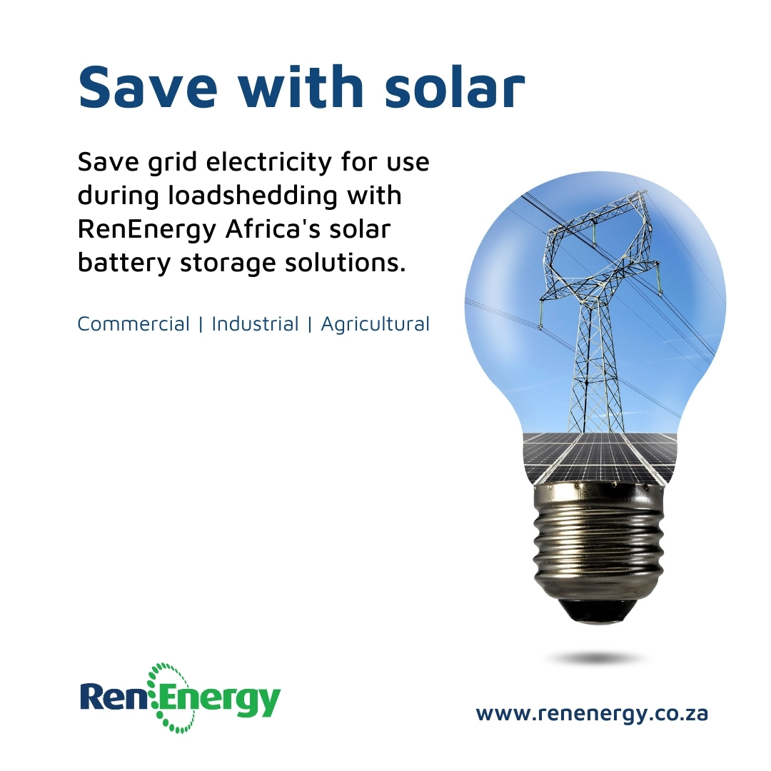 RenEnergyAfrica's tweet photo. Save grid electricity for use during loadshedding with RenEnergy Africa's solar battery storage solutions.

Commercial | Industrial | Agricultural

#RenEnergyAfrica #SolarPowerPV #RenewableEnergy #GreenEnergy #ElectrifyingChange https://t.co/QX37JNVzNP