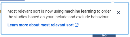 Nice to see covidence now uses machine learning to aid citation screening for systematic reviews!
