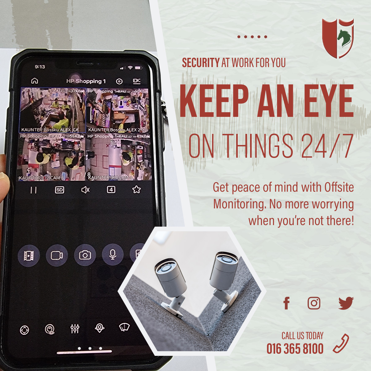 AfriGuardSA's tweet image. If you’re looking for a way to keep an eye on your property when you’re not there, CCTV offsite monitoring is a great option. 
Let us protect your property 24/7 with remote CCTV Monitoring: 016 365 8100 #AfriGuard #OffsiteMonitoring #CCTV #Surveillance #Security #AlarmMonitoring