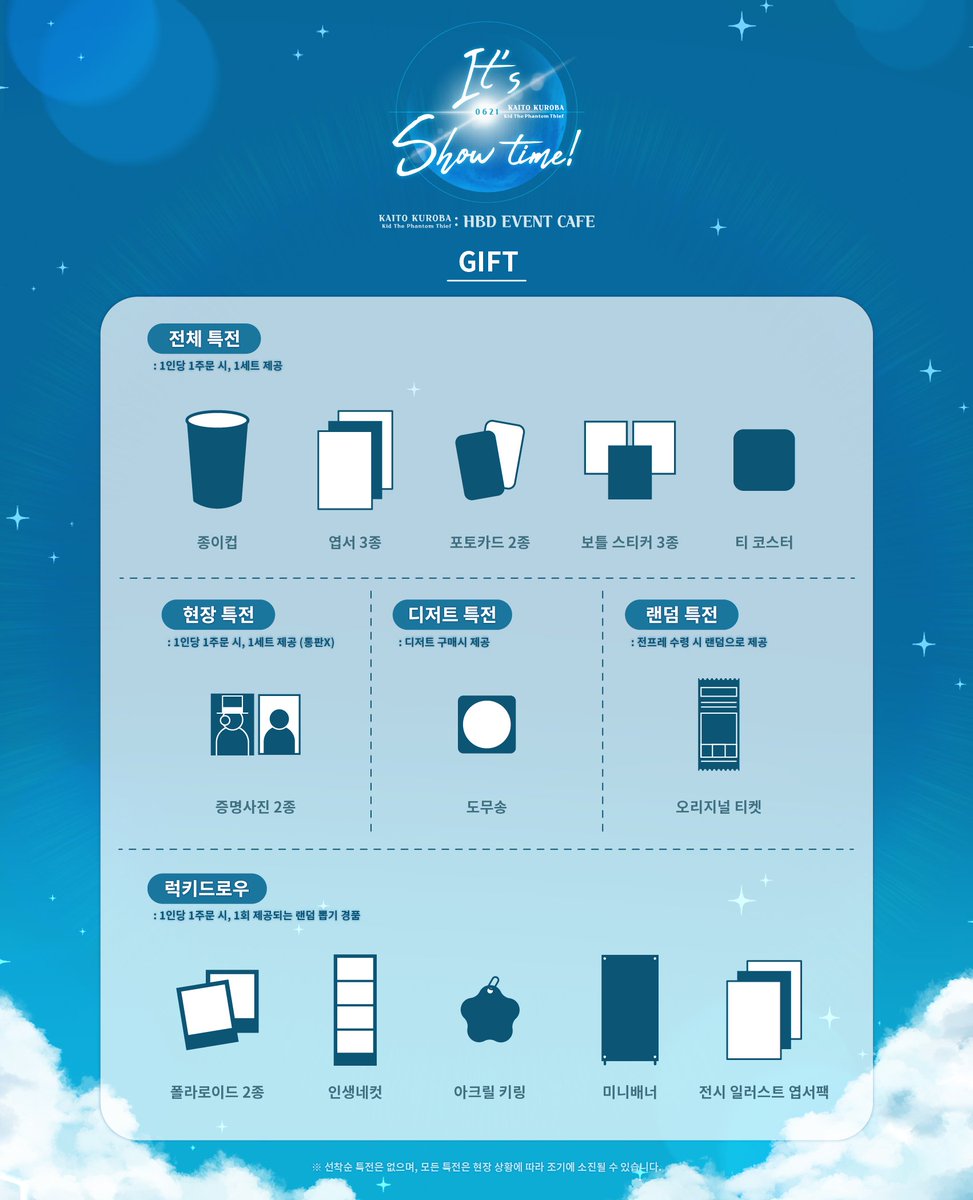 HBD_KaitoKID's tweet photo. 🪄🎩
쿠로바 카이토·괴도키드 생일 카페
: Gift list

전프레 및 특전 목록을 공개합니다. https://t.co/1z56vbEQ8b