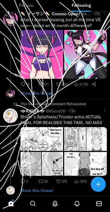 I decided to doodle the screen cracks on my phone using the only Sid EOF my screen that won't cut me 