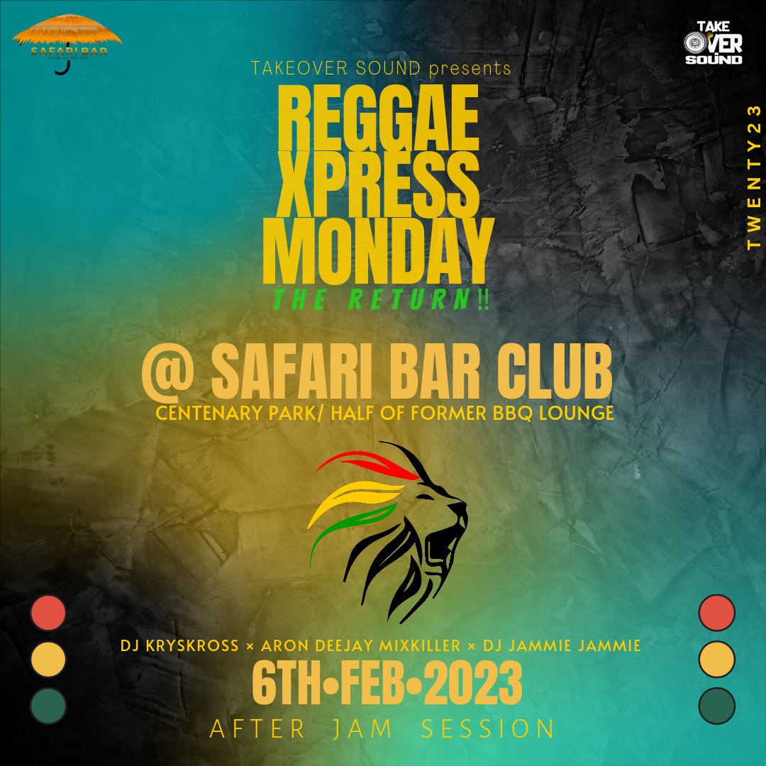 IamKrysKross's tweet photo. REGGAE WEEK
3rd: Reggae Night Friday
4th: Reggae Yard Saturday
5th: ONE LOVE TRIBUTE
6th: The Return of @ReggaeXpressUG
🚦😊 THE REGGAE REVIVAL
#Reggae2023 https://t.co/8PyLFGYca1