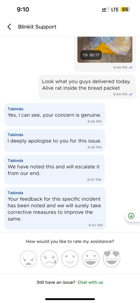 NitinA14261863's tweet photo. Most unpleasant experience with @letsblinkit , where alive rat was delivered inside the bread packet ordered on 1.2.23. This is alarming for all of us. If 10 minutes delivery has such baggage, @blinkitcares I would rather wait for a few hours than take such items.#blinkit #zomato https://t.co/RHNOj6tswA
