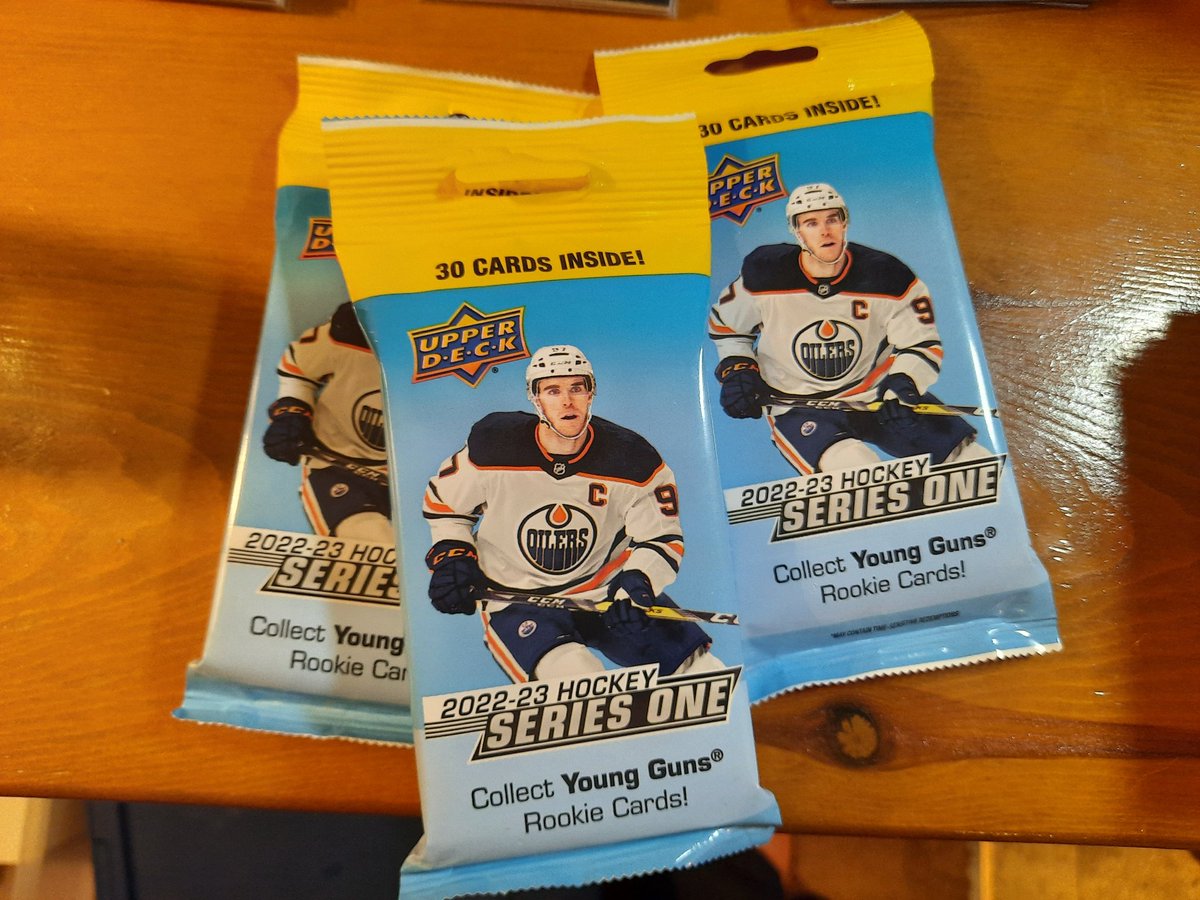 KoplinMike's tweet photo. I'd like to run a #Giveaway. I'm at 233 followers now. If I can get to 300, I'll giveaway these 3 2022-23 Upper Deck Hockey packs. Like, retweet &amp; tag someone to help me get to 300! Once I hit 300, I'll pick 3 followers to each receive a pack. Where are my #NHL fans at? Thanks! https://t.co/4PUHLh6Q47