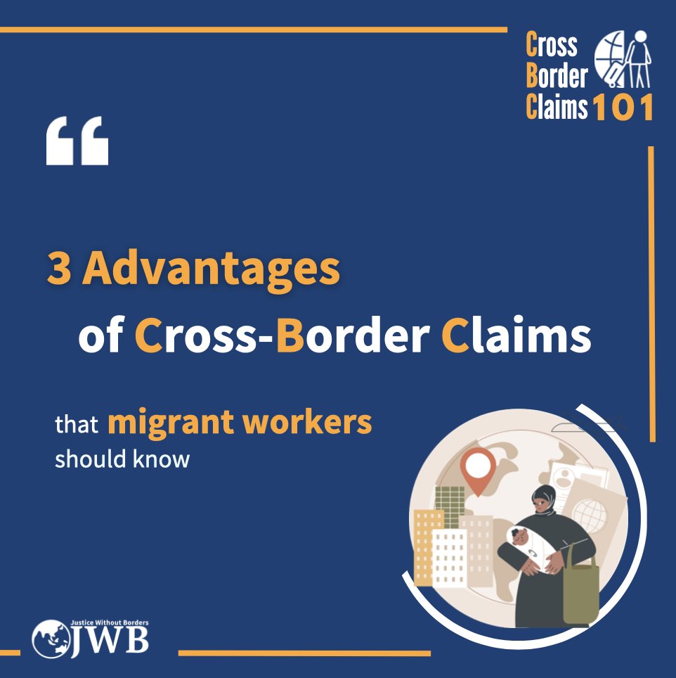 forJWB's tweet photo. Exploited migrant workers can in fact pursue a claim across borders even after they go home. But what is a cross-border claim and how JWB can help? Check it out here and stay tuned for more information!
#CBC101
#migrantworkers
#justice
#supportingmigrantworkers #IsOurSharedVoice https://t.co/Hb7CKZs43f