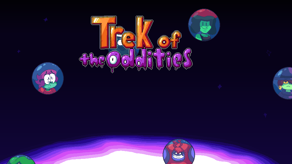 Gaze your eye things upon this: The official logo/Title screen preview for Trek of the Oddities!

(We were having fun with the bubble machine today)
#TrekoftheOddities #gamedev #GameMaker