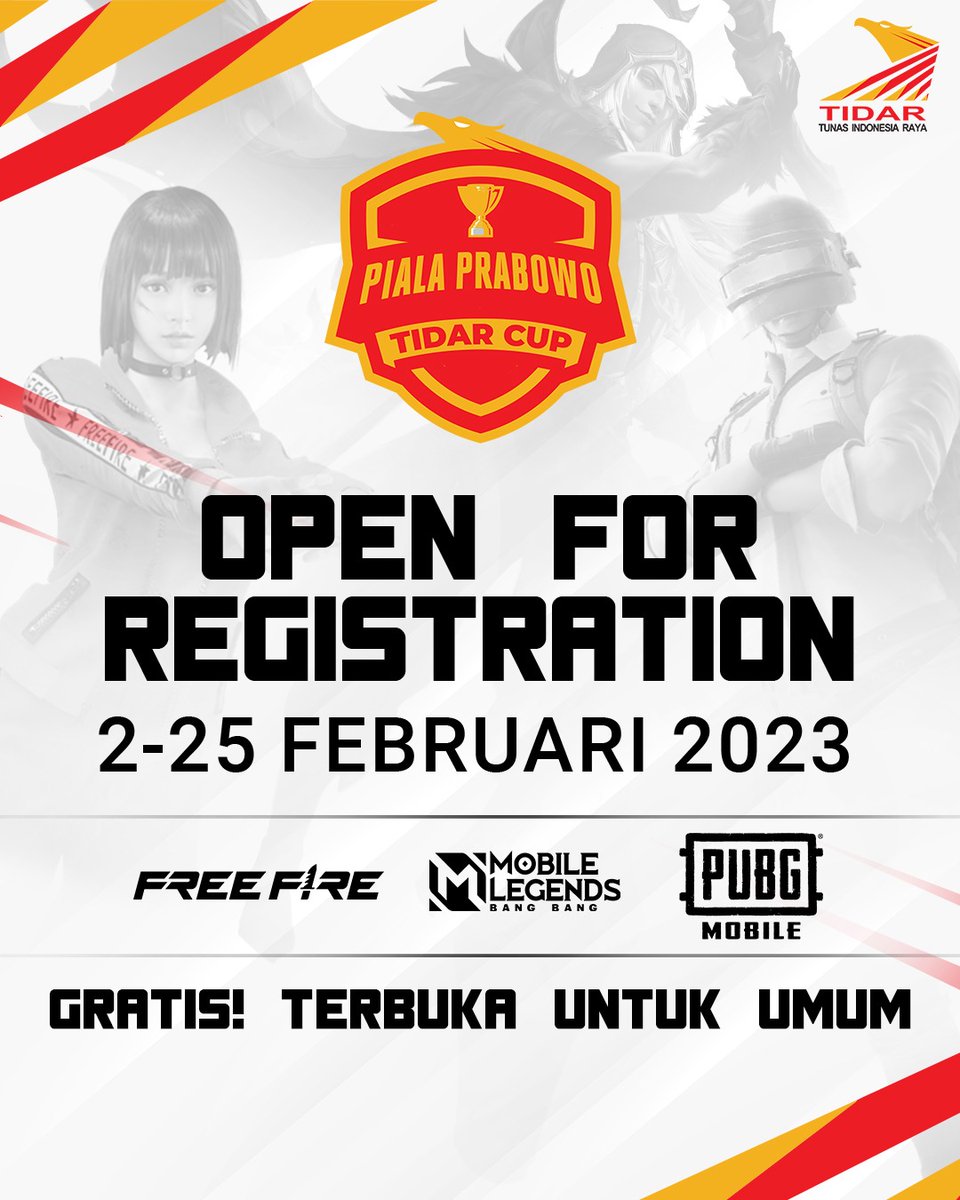 fgerindrajabar's tweet image. Ayo yang suka main Mobile Legend, PUBG dan Free Fire. 

#PialaPrabowo
#Tidar
#MilenialBersatu