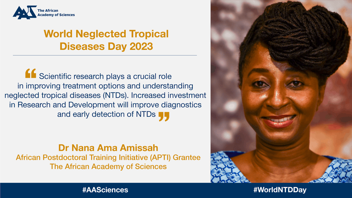 AASciences's tweet photo. Investing in #research and #innovation to develop tools to tackle neglected tropical diseases #NTDs is a #GlobalHealth priority.

By #InnovatingTogether, we can bring the best #science to the most neglected.

#AASciences #WorldNTDDay #BeatNTDs
@NMIMR_UG
@WHOAFRO
@DNDi
@CombatNTDs https://t.co/T9OEdFhvJN