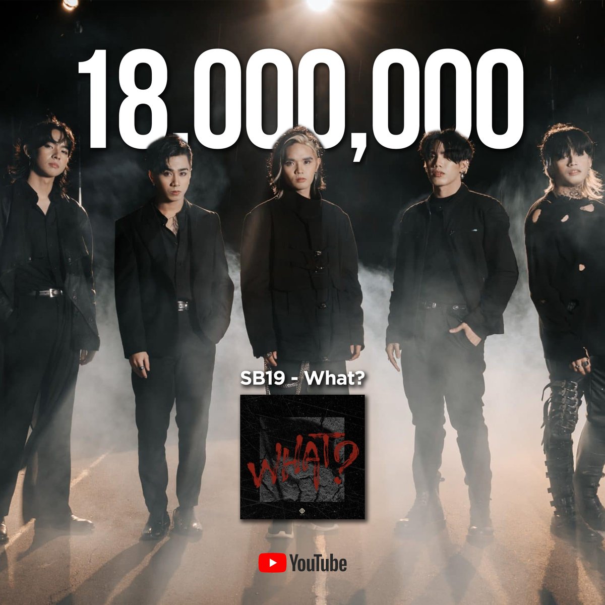 SB19Official's tweet photo. 💥 'What?' We're 18M views already! 🤯 
 
Thank you for continuously supporting our work. Walang awat, road to 20M views? 
 
🎥 Watch 'What?' MV here: https://t.co/A45sJhQE2c 
 
#SB19 #SB19_What #SB19WhatMV18MViews https://t.co/y5H8R4IUDX