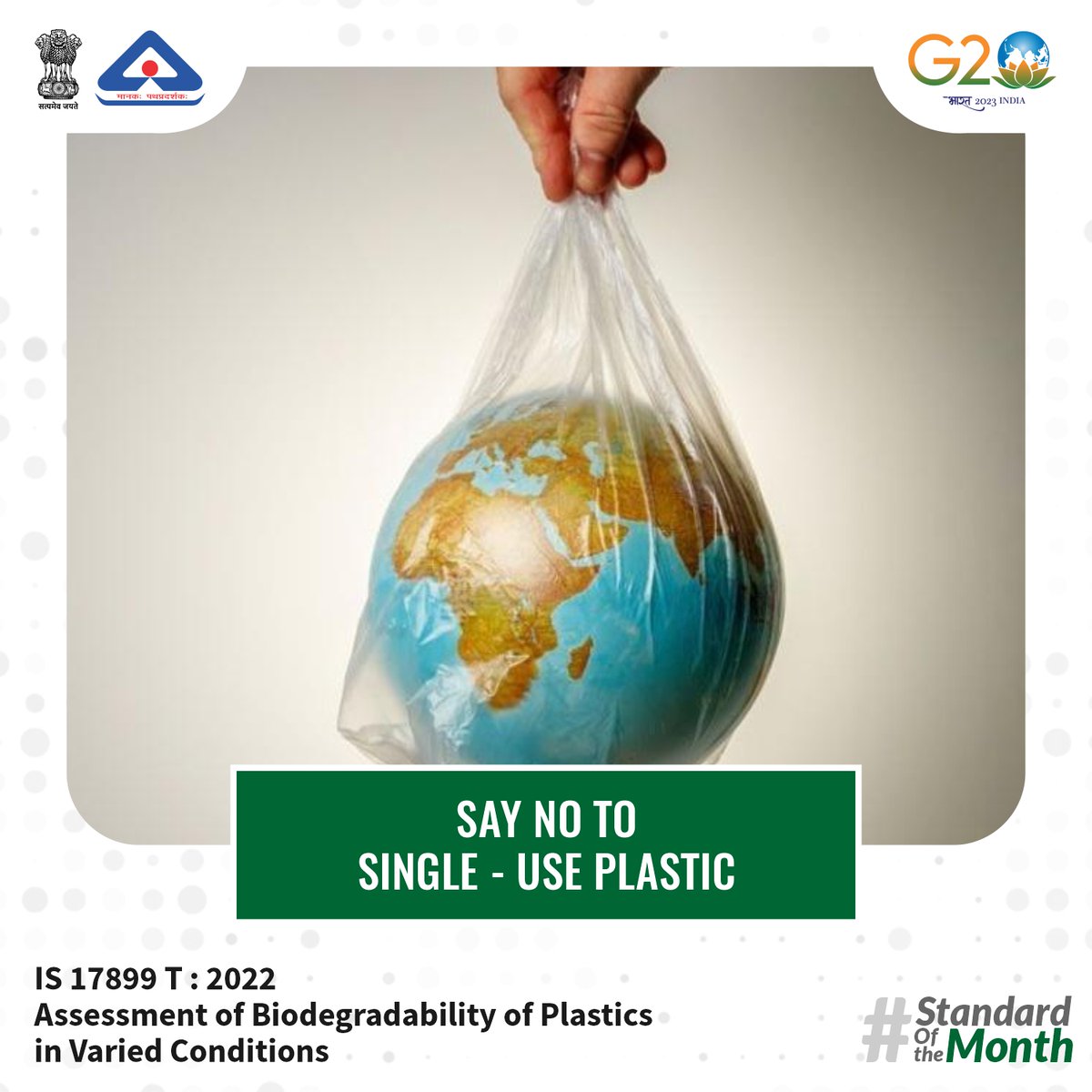 IndianStandards's tweet image. The Govt. of India has prohibited the use of single-use #plastics. BIS has formulated IS 17899 T, which specifies the procedures &amp;amp; assessment of the #biodegradability of plastics in varied conditions
@jagograhakjago @moesgoi @moefcc @PiyushGoyal @AshwiniKChoubey @DrJitendraSingh