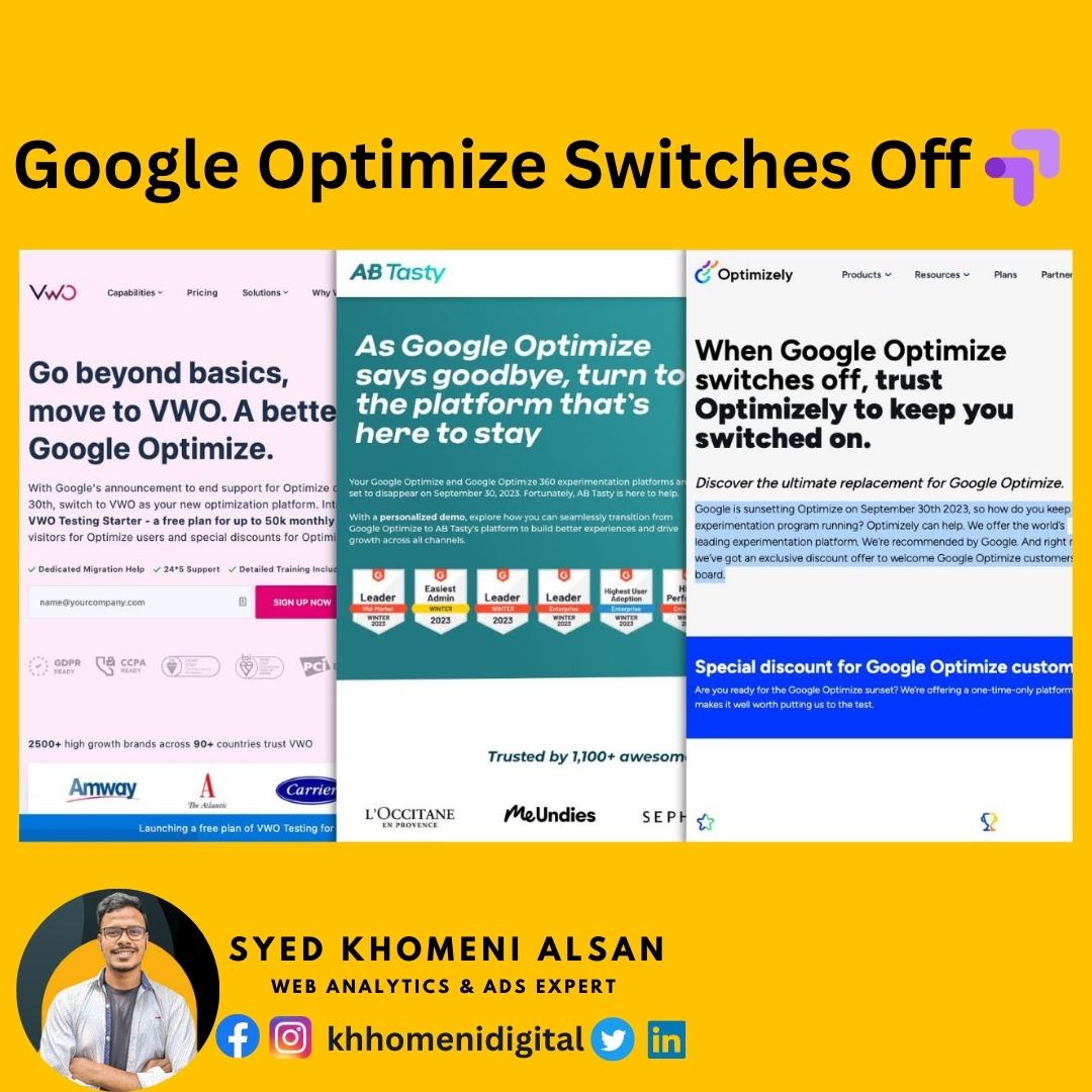 thedatametrics's tweet image. #GoogleOptimize will close on 30.09.2023. As you can see, other solutions "smelled blood" 😉 Strong slogans, strong offers ⤵️ What are your plans for change?
More Info: support.google.com/optimize/answe…
#optimizely #abtasty #GoogleOptimize
#CRO #ConversionRateOptimization