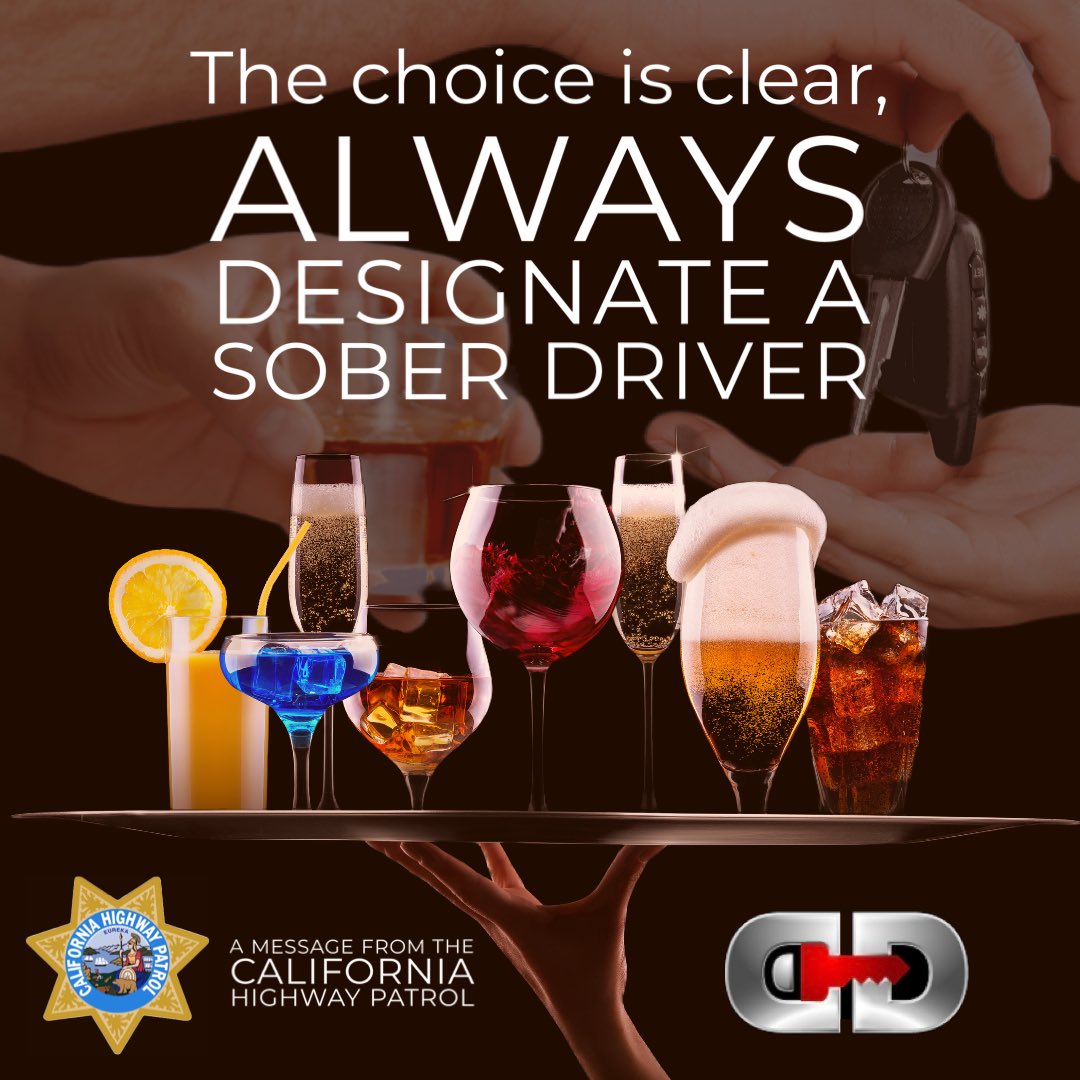 CHPInland's tweet photo. ๐จThe California Highway Patrol ๐reminds everyone,
๐ฃ๏ธNo matter your drink of choice,
The clear choice is Always Designating a Sober Driver.
๐ฑโโ๏ธ+๐บ + ๐ = ๐ฎโโ๏ธ ๐
#caliddp
#Thinkbeforeyoudrink. https://t.co/XStiuqzea0