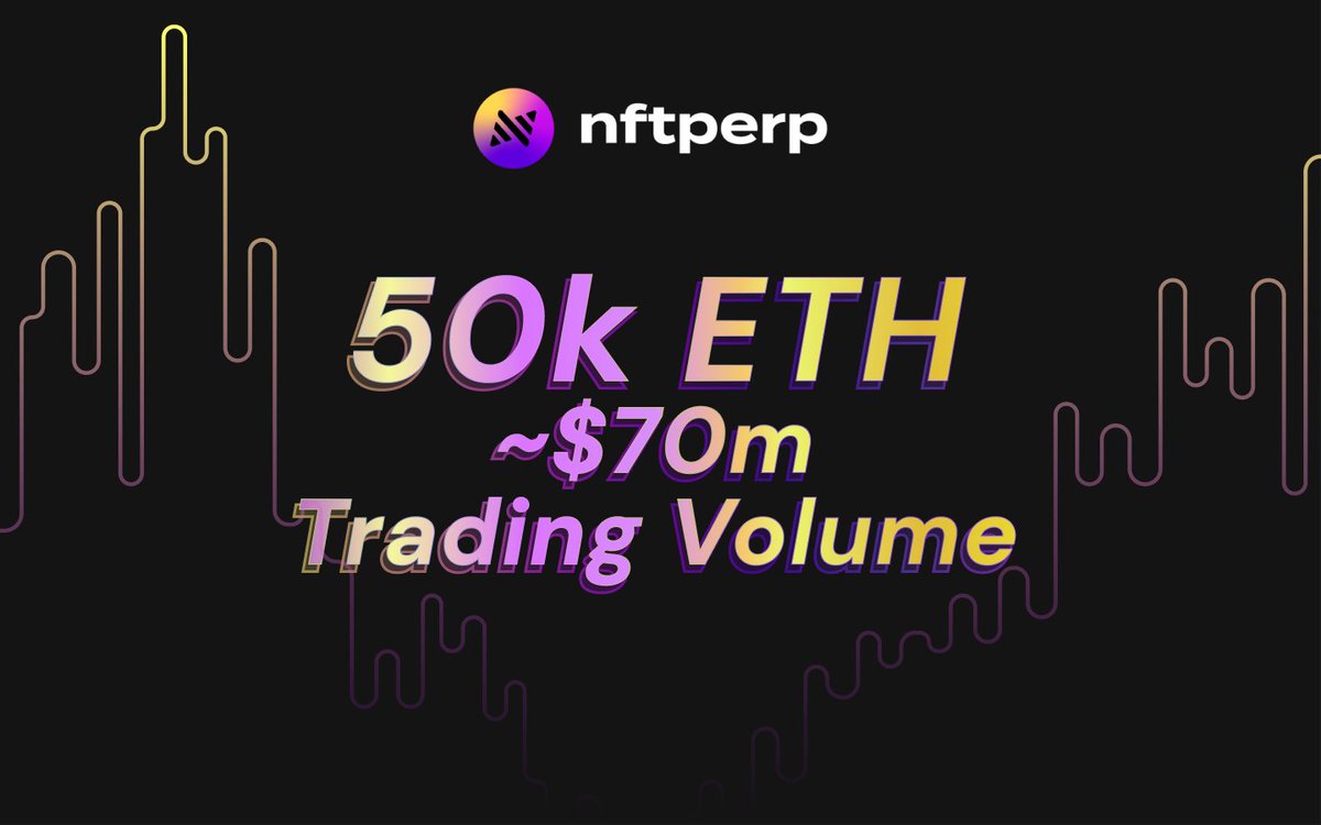 nftperp's tweet photo. we've just surpassed over 50k ETH in trading volume within our private beta!

that's equivalent to $70m 🥲

hugeee thanks to all the degens trading on our platform 🤝 https://t.co/U4nCVI2Hpk