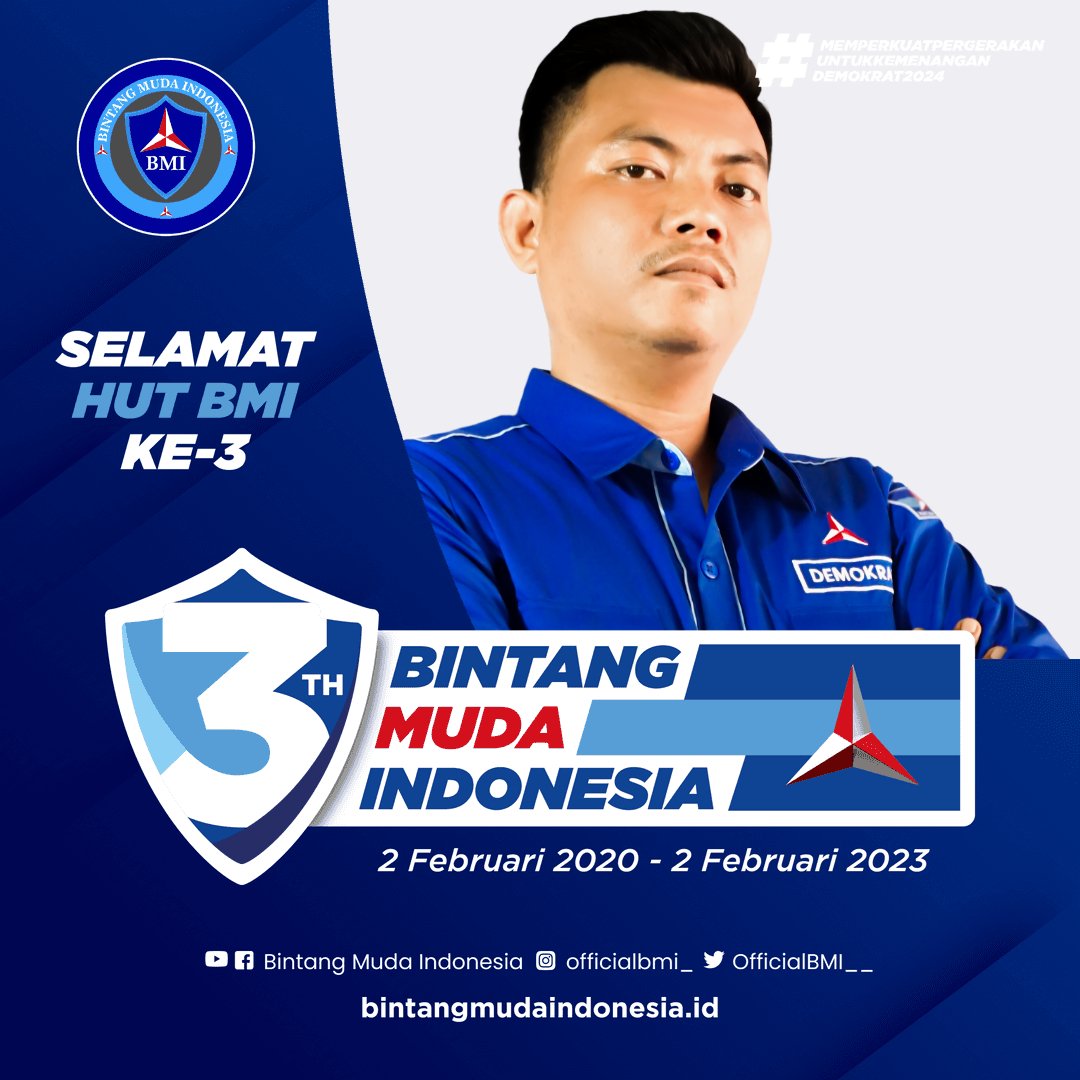 Selamat HUT #BMI ke -3
Jaya selalu, bergerak untuk Rakyat melakukan perubahan dan perbaikan bersama #AHY #DemokratS14P