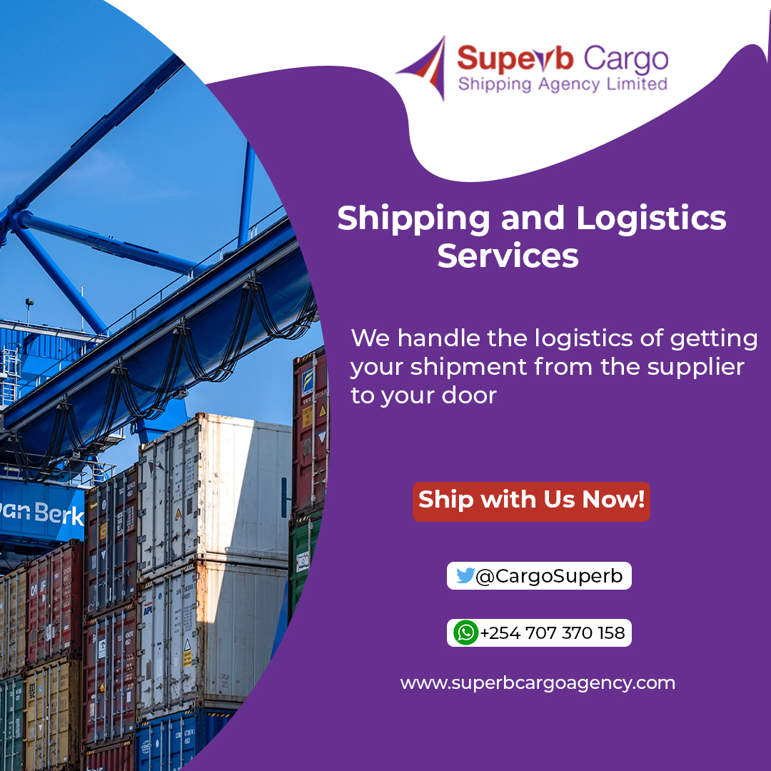 @CargoSuperb will arrange transportation and track shipments progress.
Contact us today;
 0707 370158
Website: superbcargoagency.com
Email: info@superbcargoagency.com
#shipfromchina #shiptoafrica#shipping