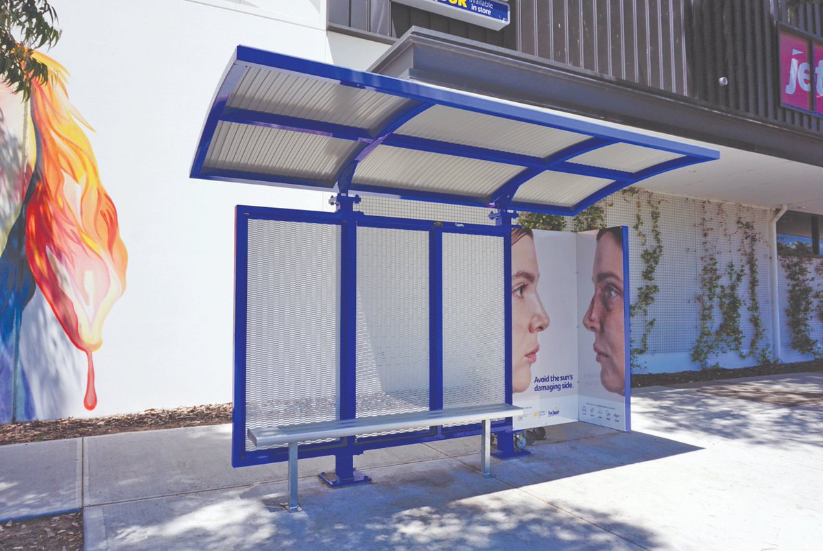 yStop_au's tweet photo. 👀 Want more eyes on your advertising campaign? 

The @CancerCouncilWA &amp; @initiativeAus did, so we customised ad panels just for them ✅

Eye-catching blue shelters + bespoke panel placement = more exposure and reach

Interested agencies - DM us for more ✉️  #perthadvertising https://t.co/nMnzPjB7Wd