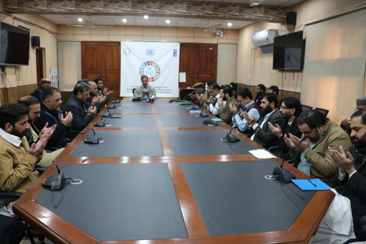SustainableUnit's tweet photo. Informal meeting under the Chairmanship of Worthy Director General (Mr. Adil Saeed Safi) Sustainable Development Unit, P&amp;D Department was held today in the Committee Room of SDU,  in which FATEHA and Prayers for their Maghferath was offered for the Shuhada of Police line Peshawar https://t.co/LrRvJ6eU8E