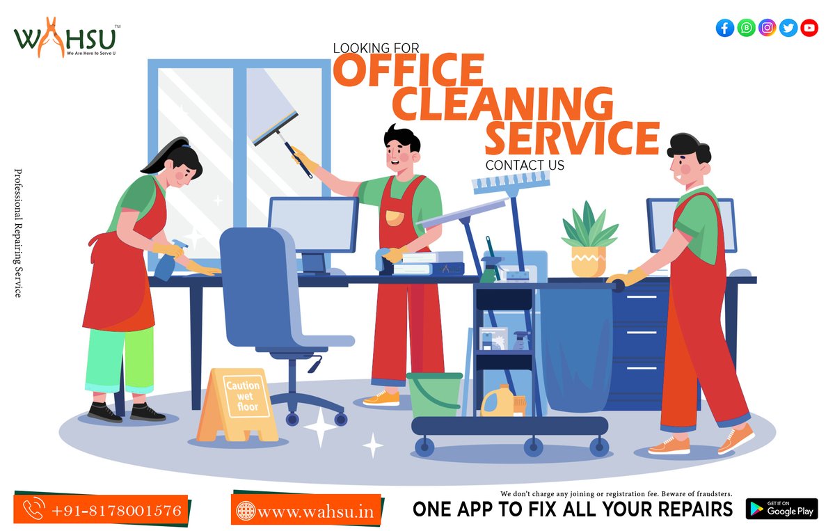 WAHSU9's tweet photo. Professional Cleaning Service 
Contact us on +91 8178001576 or download our WAHSU app from Google Play Store👇🏻
https://t.co/Ayn6kbYQWR
#wahsu #Office365 #cleaningservice #officecleaning #deepcleaning #TrendingNow #Trending #holi2023 https://t.co/pl6Cf2Ln0q