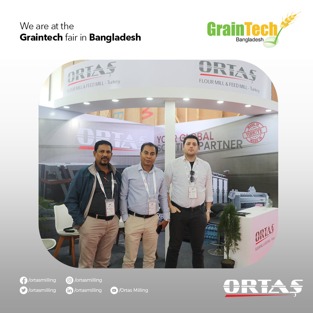 ORTASMILLING's tweet photo. We are at the Garintech fair in Bangladesh. (02-04 Feb) Waiting for you at our stand to meet ORTAS quality.
.
#milling #grain #rollermill #flourmillmachine #feedmill #purifier #plansifter #pelletpress #feedfactory #flourfactory #flourmill #flourmachine #graintech #graintech2023 https://t.co/EsIGn6wk0s