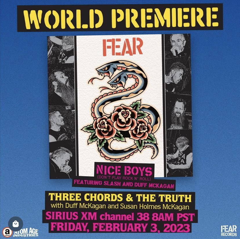 Duff McKagan will be premiering our version of Rose Tattoo’s ‘Nice Boys’ (Don’t play rock n roll) tomorrow morning at 8am PT ⚡️ Tune into Sirius XM 38 to hear it!