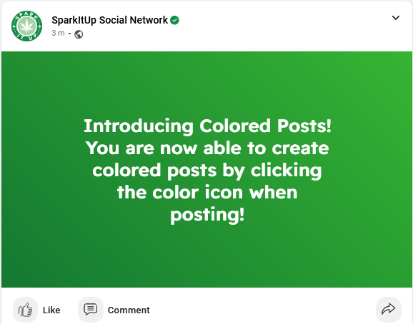 SparkItUpSocial's tweet photo. Introducing colored posts on SparkItUp! You are now able to create colored posts by clicking the color wheel icon when posting! Colored posts are a work in progress that is still being tested and the colors you can select at this time may be limited or may change at anytime. https://t.co/VAouS2SBWK