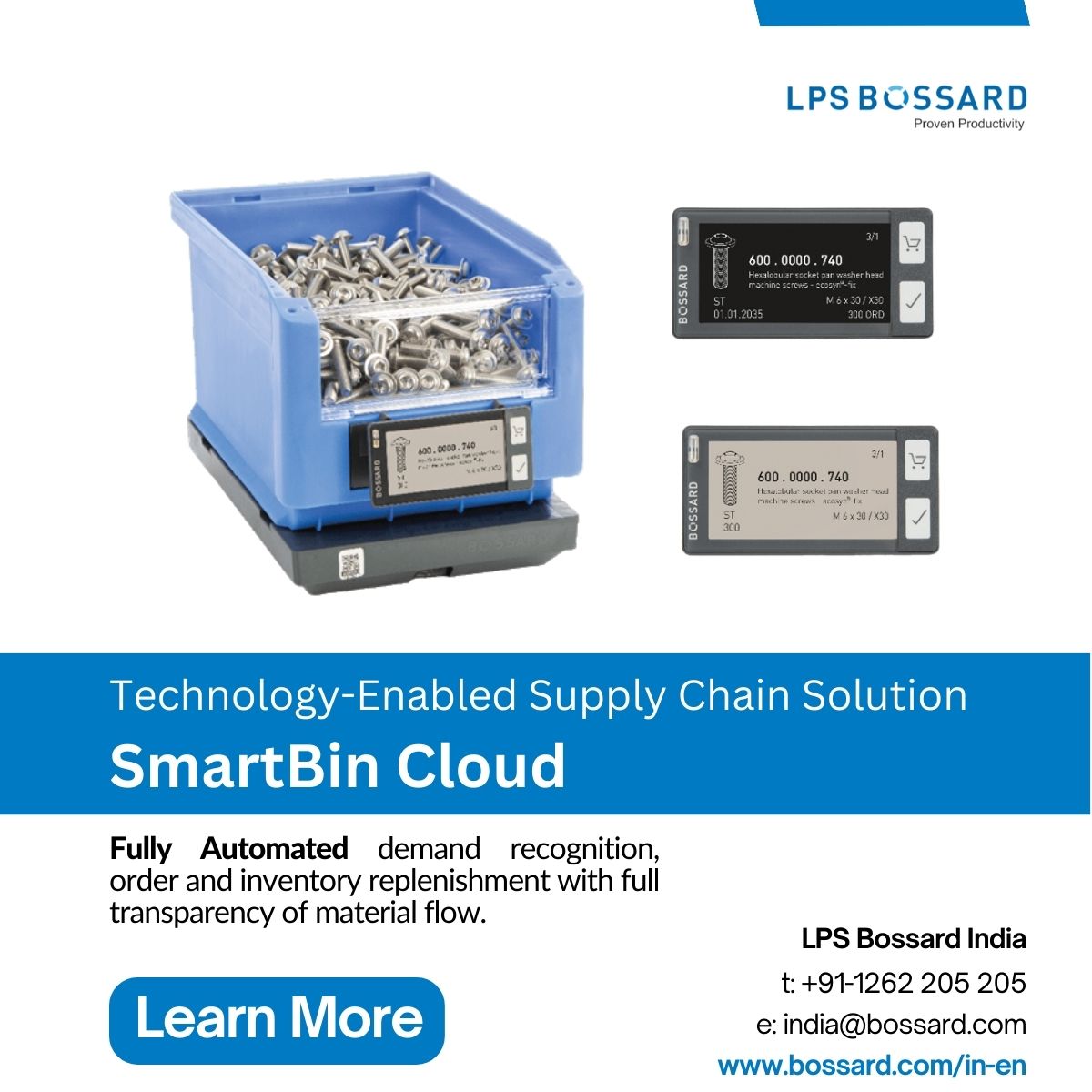 BossardIndia's tweet image. #SmartBinCloud brings you to the next level. It is an all-in-one system that combines our proven #SmartBin System with our latest #SmartLabel System and is a pioneer for further technological enhancements.

𝑳𝒆𝒂𝒓𝒏 𝑴𝒐𝒓𝒆:👉 bossard.com/in-en/smart-fa…

#supplychain #kanban