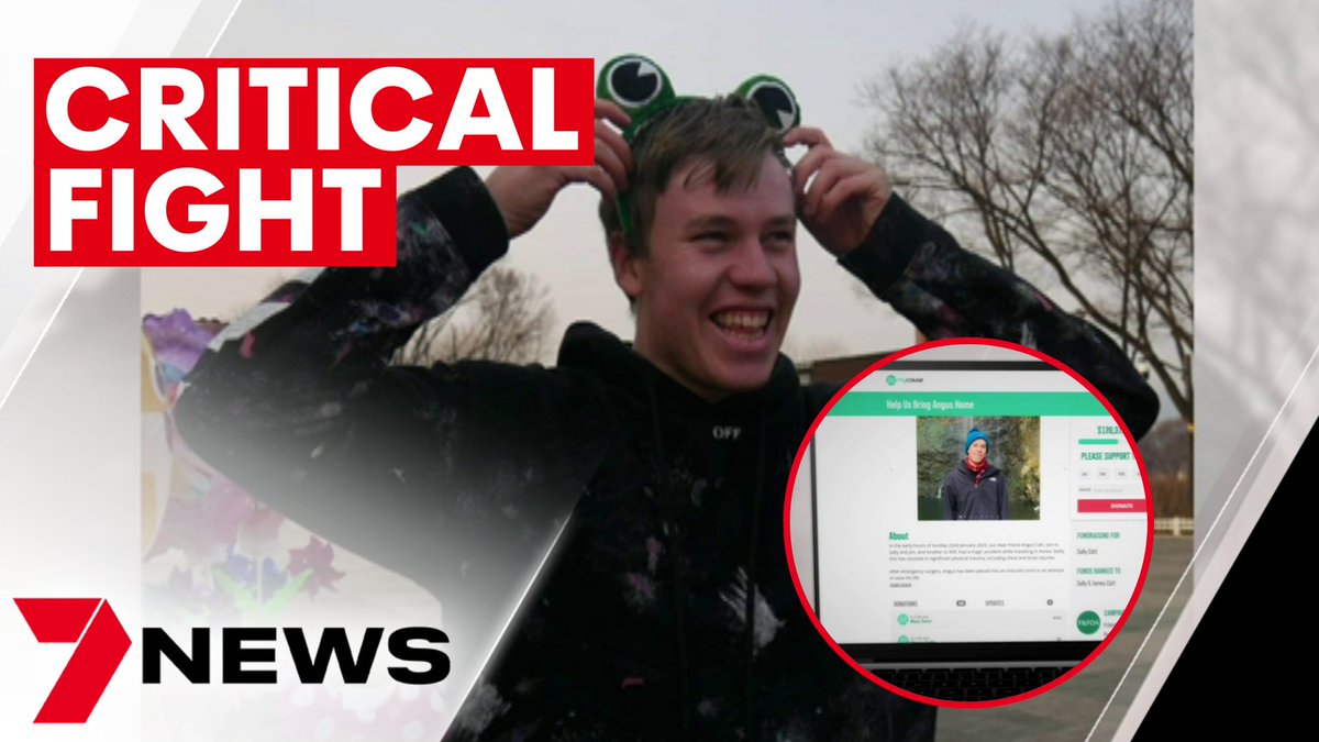 7NEWS Melbourne (@7newsmelbourne) on Twitter photo A young Melbourne man is fighting for his life after a tragic fall during an overseas holiday. Angus Catt is in limbo in South Korea after emergency brain surgery, leaving his family scrambling to bring him home. youtu.be/ihQ4zzGNyXo <a href="/emma_os/">Emma O'Sullivan</a> #7NEWS A young Melbourne man is fighting for his life after a tragic fall during an overseas holiday. Angus Catt is in limbo in South Korea after emergency brain surgery, leaving his family scrambling to bring him home. youtu.be/ihQ4zzGNyXo <a href="/emma_os/">Emma O'Sullivan</a> #7NEWS