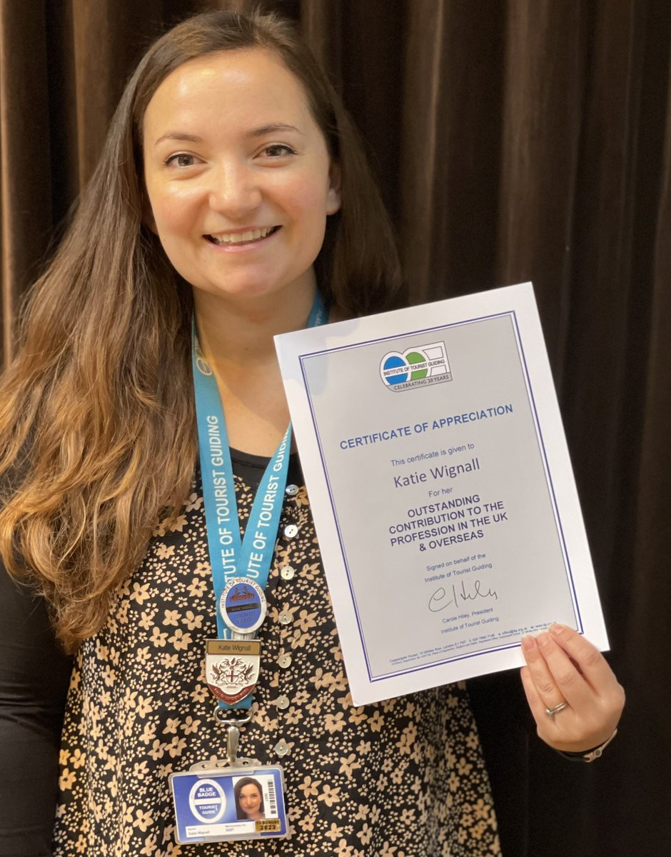 Bit belated, but I’m so thrilled (and humbled!) to get a mention at the Institute of Tourist Guiding’s 20th Anniversary as having made an “outstanding contribution to the profession” 🥰 Always proudly wearing my Blue and @colguides badges! #BlueBadgeTouristGuide