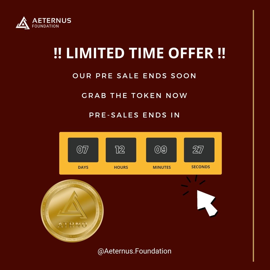 AeternusF's tweet photo. #ATRNO #Token pre sale will end on 10th Feb 2023. If you haven't grab the one - Purchase it #now.
Offer ends #soon.
Click on the link and purchase now
Contact us for more information
https://t.co/xqWYsxi7bn
#crypto #bitcoin #BestICO https://t.co/J4UHYhD9oy