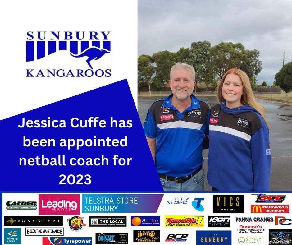SKFNC's tweet photo. In some exciting news, the Sunbury Kangaroos are excited to announce Jessica Cuffe as our netball coach for 2023. Jess is no stranger to the netball program and the club as a whole, having spent many years both on court and on the sidelines of the football. https://t.co/VjPGEOUVFj