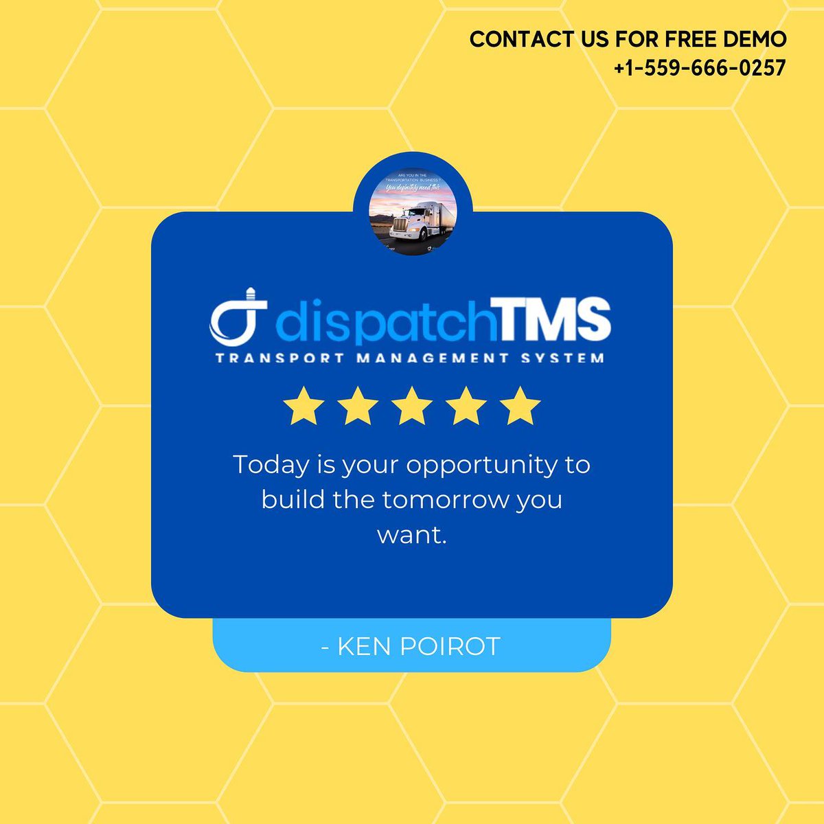dispatchtms's tweet image. Today is your opportunity to build the tomorrow you want.

Request for a free demo
+1-559-666-0257

🏷 #DISPATCHER #dispatchers #dispatcherproblems #DispatcherAppreciationWeek #dispatcherfunnies #dispatcherhumor #dispatcherlife #dispatchershenanigans #dispatcheryoga