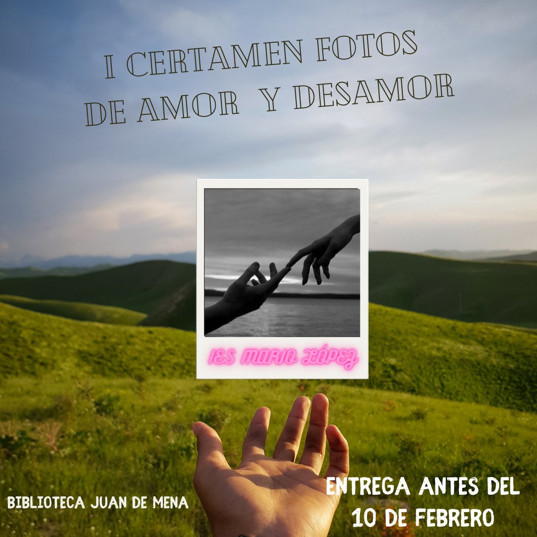 iesmariolopez's tweet photo. I Certamen Fotografía de Amor y Desamor con motivo del día de San Valentín. IES Mario López (Bujalance).

#IESMarioLópez #Bujalance #ESO #FPGB #Bachillerato #FP #Biblioteca #ConcursoFotografía #AmorYDesamorMarioLópez

https://t.co/pakt8j4njw https://t.co/YCax78pAGX