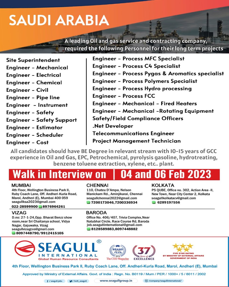 hrd1_seagull's tweet photo. SAUDI ARABIA Jobs.
.
.
.
#gulfjob #ksajobs #superintendent #mechanicalengineer #electricalengineer #chemicalengineer #civilengineer #instrumentengineer #safetyengineer #costengineering #rotatingequipment #telecommunicationengineering #projectmanagement #safetycompliance https://t.co/Bix7Tq88bS