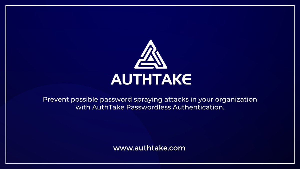 AuthTake's tweet photo. Don't let your organisation become a victim of password spraying attacks.

 Go #passwordless now.

For more information: https://t.co/PYgmueUbcg

#Passwordspraying #Bruteforceattack #Passwordless #AuthTake #PasswordlessLife #IdentityManagement https://t.co/yJZIWjDcns