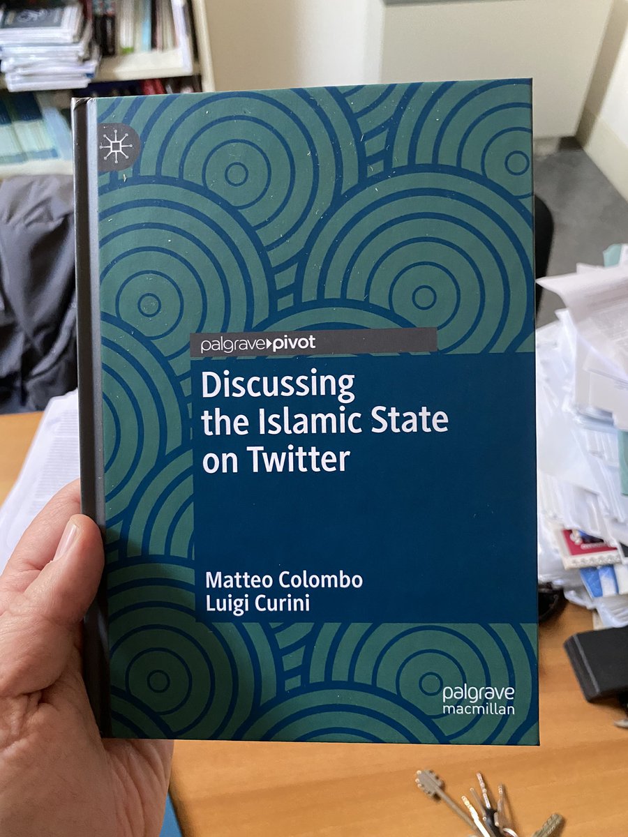 Curini's tweet photo. It’s always cooler when you can feel your new book physically in your hands. Isn’t that? It seems more real. OK. I am an old-fashioned professor (and human-being as well I suppose) #polscience #RStats #MachineLearning #terrorism #Isis https://t.co/wlXCkByPN0