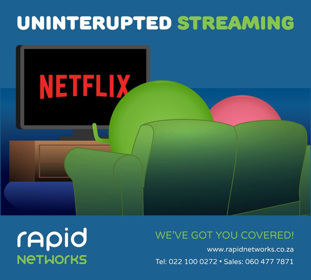 Rapid_Networks's tweet photo. We made it to Friday - Time for a well deserved #ChillSession with a classic show or your favourite new series. 📺

#RapidNetworks #WestCoast #KeepingYouConnected #ISP #Internet #Vredenberg #JacobsBay #Saldanha #Langebaan https://t.co/ge8ni7w3Hp