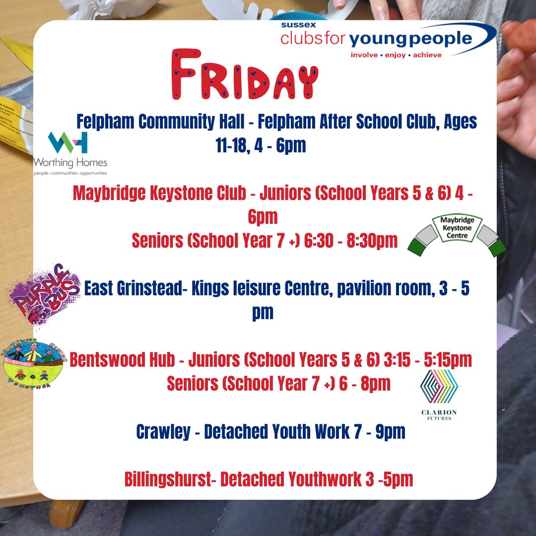Finishing the week with loads of fun at our youth clubs today 🤩
Come and get stuck in! 🙌  #youthwork #detachedyouthwork  #youngpeople #youthclubs #Felpham  #bcphh #HorshamDistrict #Haywardsheath  #Crawley