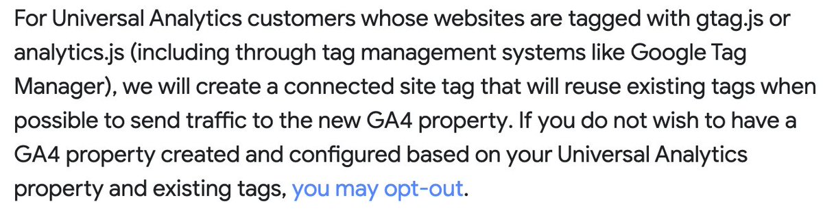 Google will create a new GA4 property for you starting in March. Gladly there is an opt-out 🫣