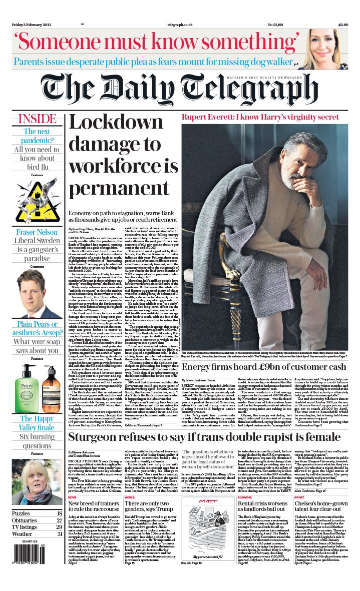 Well chuffed for <a href="/RickPushinsky/">Rick Pushinsky</a> bagging the p1 pic of today’s <a href="/Telegraph/">The Telegraph</a> ahead of tomorrow’s <a href="/TelegraphMag/">Telegraph Magazine</a> feature with Rupert Everett. Brilliant i/v by Celia Walden and 👀revelations by Everett himself