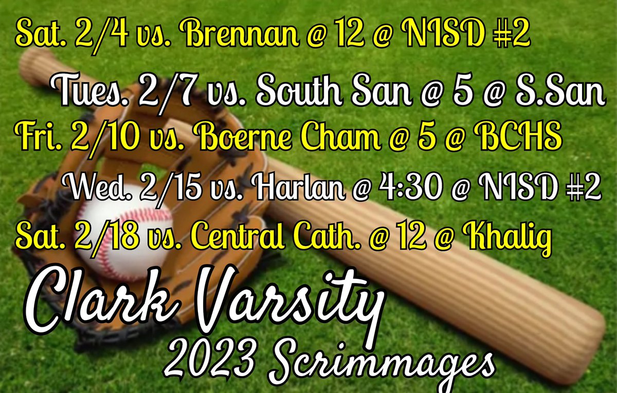 Clark Cougar Baseball (@cougarclark) on Twitter photo Play Ball!⚾️🐾⚾️ Scrimmages start tomorrow! Come out and support! #execution <a href="/NISDClark/">Tom C. Clark HS</a> <a href="/ClarkAthBooster/">Clark Athletic Boosters</a> Play Ball!⚾️🐾⚾️ Scrimmages start tomorrow! Come out and support! #execution <a href="/NISDClark/">Tom C. Clark HS</a> <a href="/ClarkAthBooster/">Clark Athletic Boosters</a>