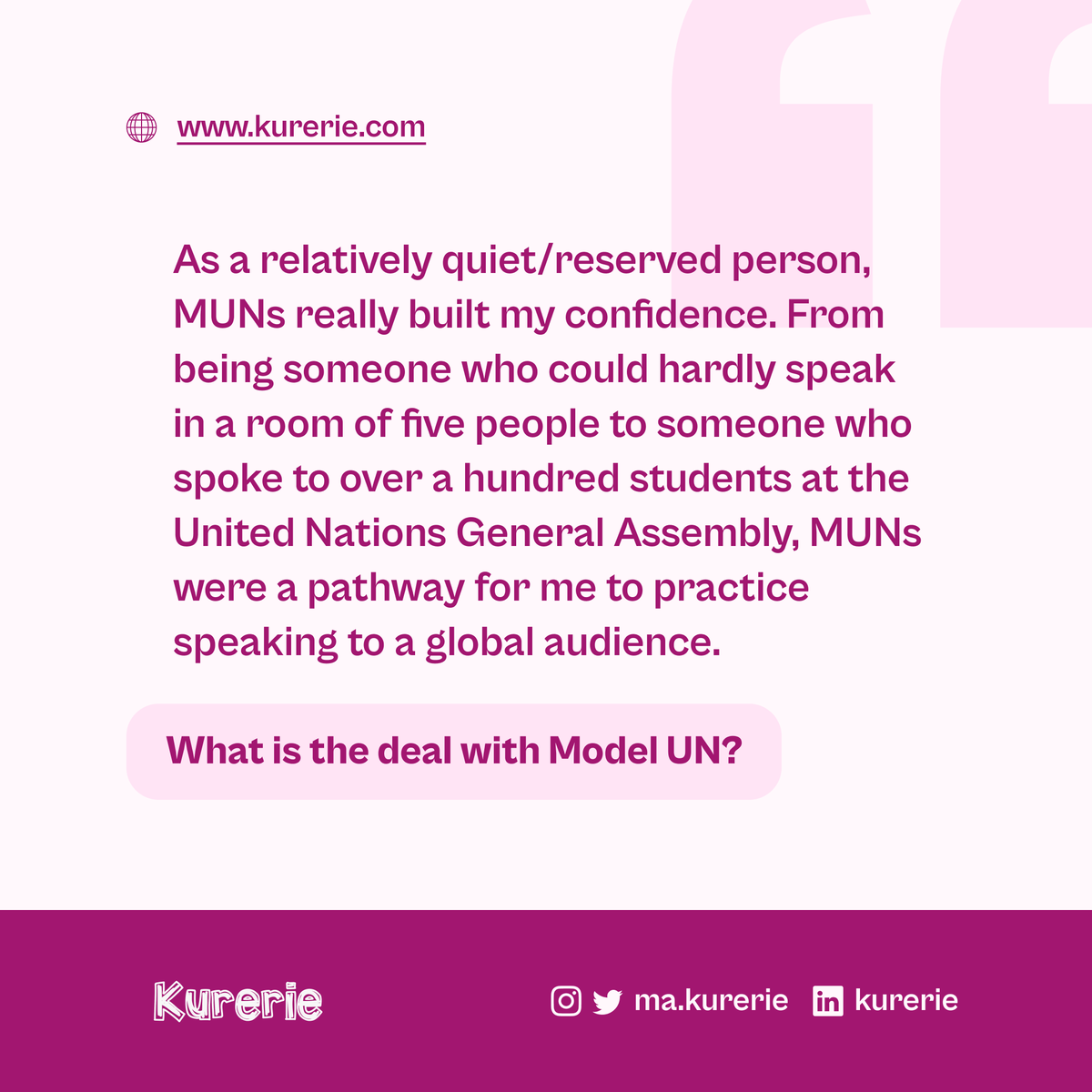 makurerie's tweet photo. Model United Nations, you either hate them or you love them. There is no in-between.
In our latest article, @zuluuwolloh tells us why she thinks everyone should do a MUN at least once in their life!
#modelunitednations #muns #kurerie #makurerie #SDGs #changemakers #socialimpact https://t.co/VygeZeTyoR