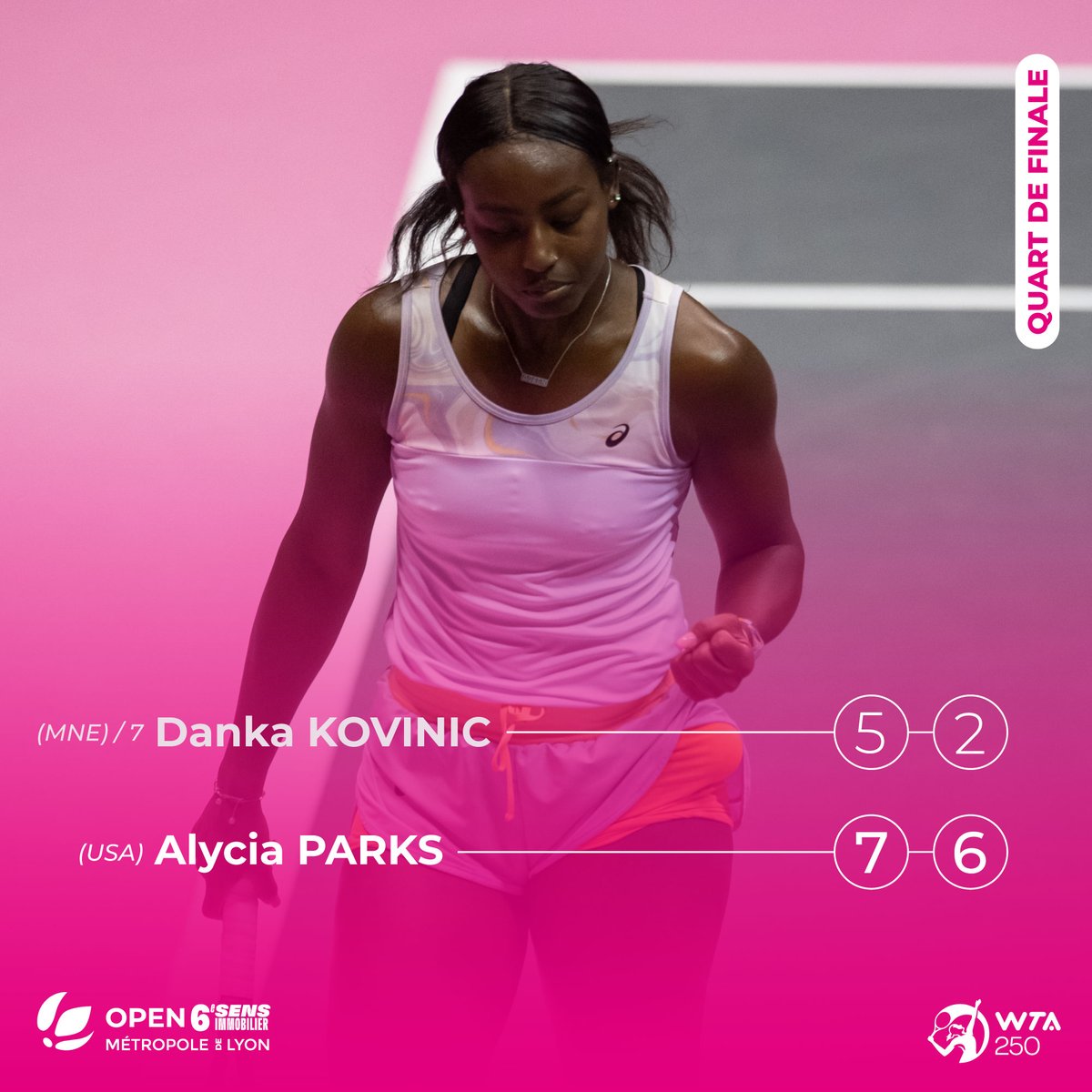 🎾 1/4 DE FINALE🎾

#O6SML23 
<a href="/grandlyon/">Métropole de Lyon</a>
<a href="/villedelyon/">Ville de Lyon</a>
<a href="/WTA/">wta</a>