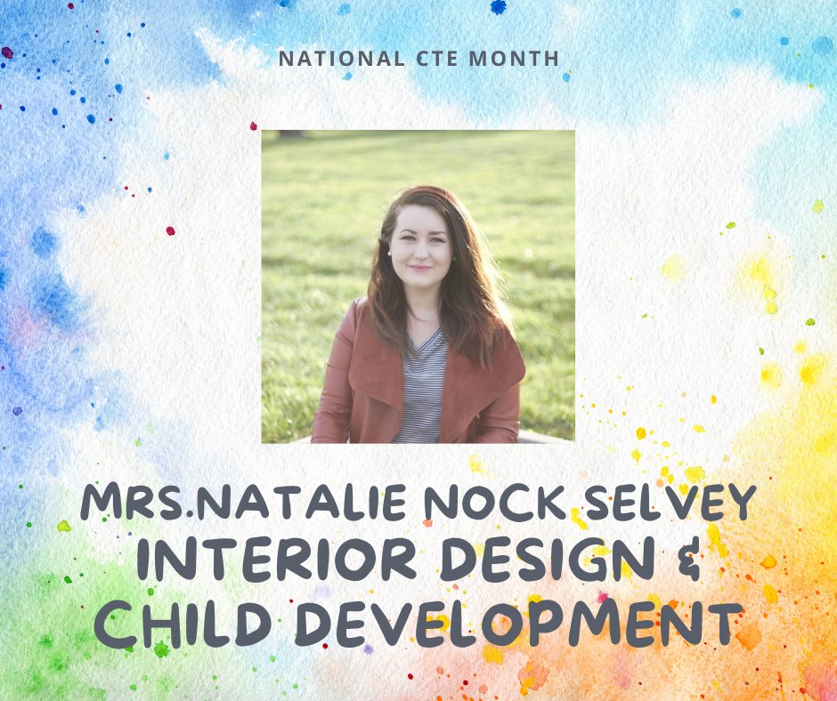 Mrs. Selvey graduated from Appalachian State University with a degree in Apparel Design &amp; Merchandising. She managed a clothing store for 6 years before returning to her alma mater in 2020 to teach Interior Design &amp; Child Development. #KnightNation #NationalCTEMonth