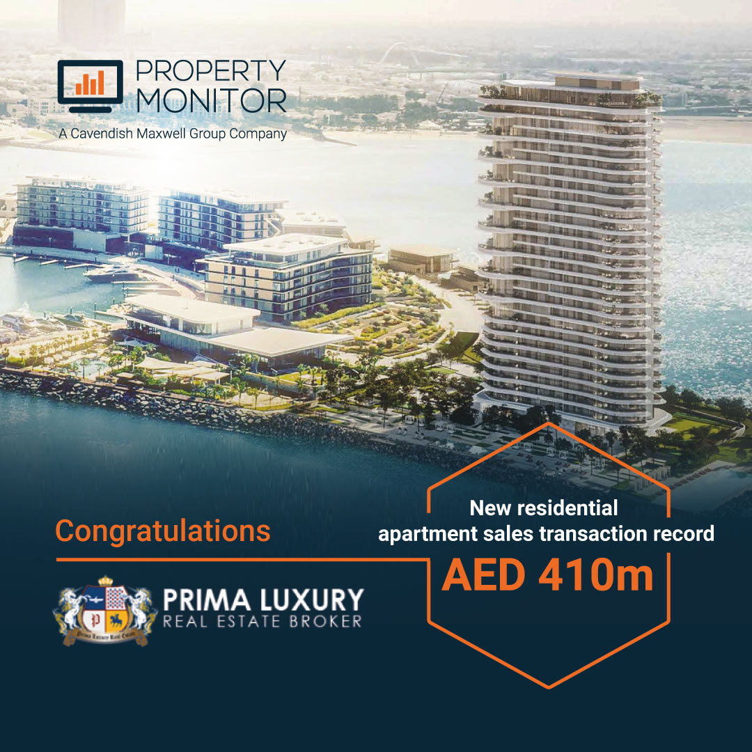 After breaking the news yesterday, we'd like to give a shout out and big congratulations to Prima Luxury Real Estate as the broker responsible for the AED 410M record-breaking apartment sale at Bvlgari Lighthouse, Jumeirah Bay! 🏆 🎊 

#realestatedata #proptech