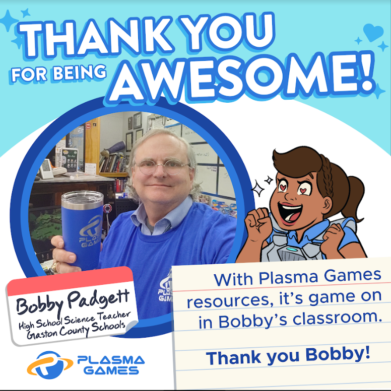 playplasmagames's tweet photo. Bobby loves using Plasma Games in his classroom because of how well the concepts in the game are aligned to NC Science Standards and how organically the concepts are covered. Thank you Bobby for being an innovator in your classroom! @GastonSchools https://t.co/8wyrz829LP